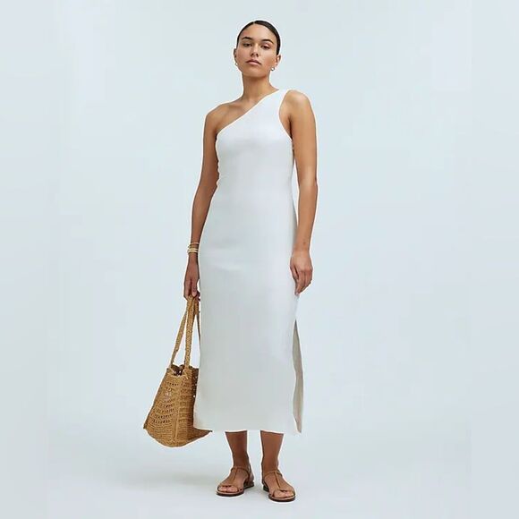 Madewell NWT One Shoulder Midi Dress Size 8 in Lighthouse - Picture 1 of 13